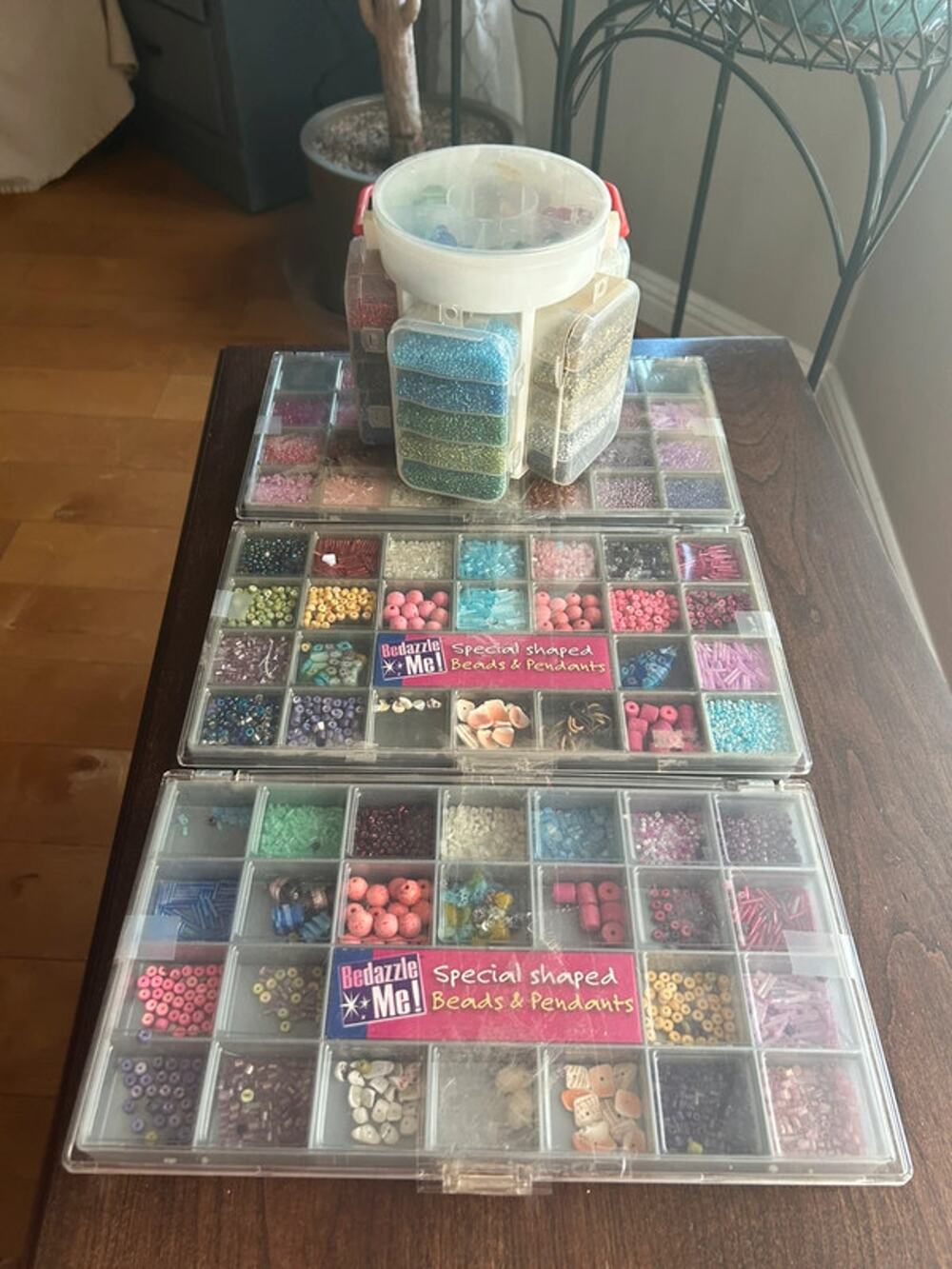Large lot of beads seed beads / glass / pendants 4 boxes full